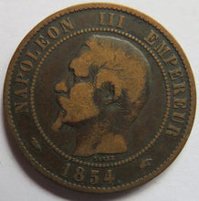 Load image into Gallery viewer, 1854-A France Napoleon III 10 Centimes Coin
