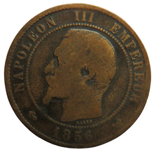 Load image into Gallery viewer, 1856-W France Napoleon III 10 Centimes Coin
