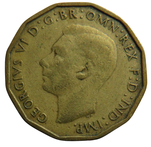 1946 King George VI Brass Threepence Coin Scarce Date
