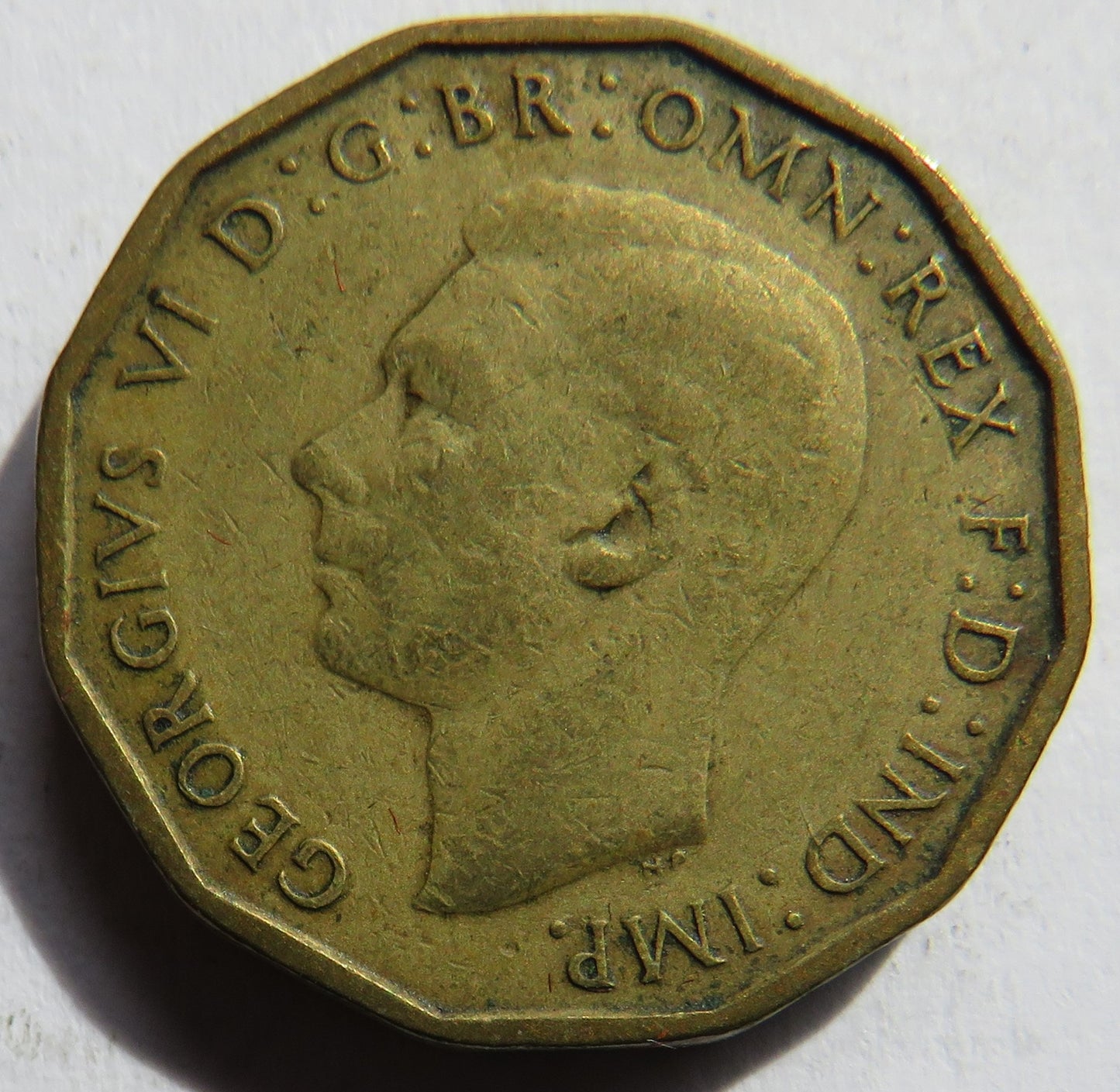 1946 King George VI Brass Threepence Coin Scarce Date