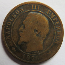 Load image into Gallery viewer, 1856-W France Napoleon III 10 Centimes Coin
