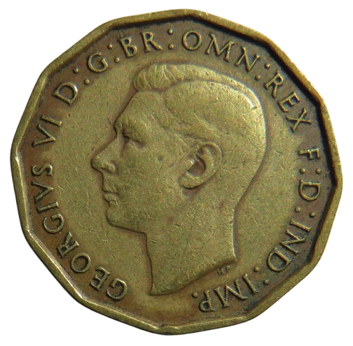 1946 King George VI Brass Threepence Coin Scarce Date