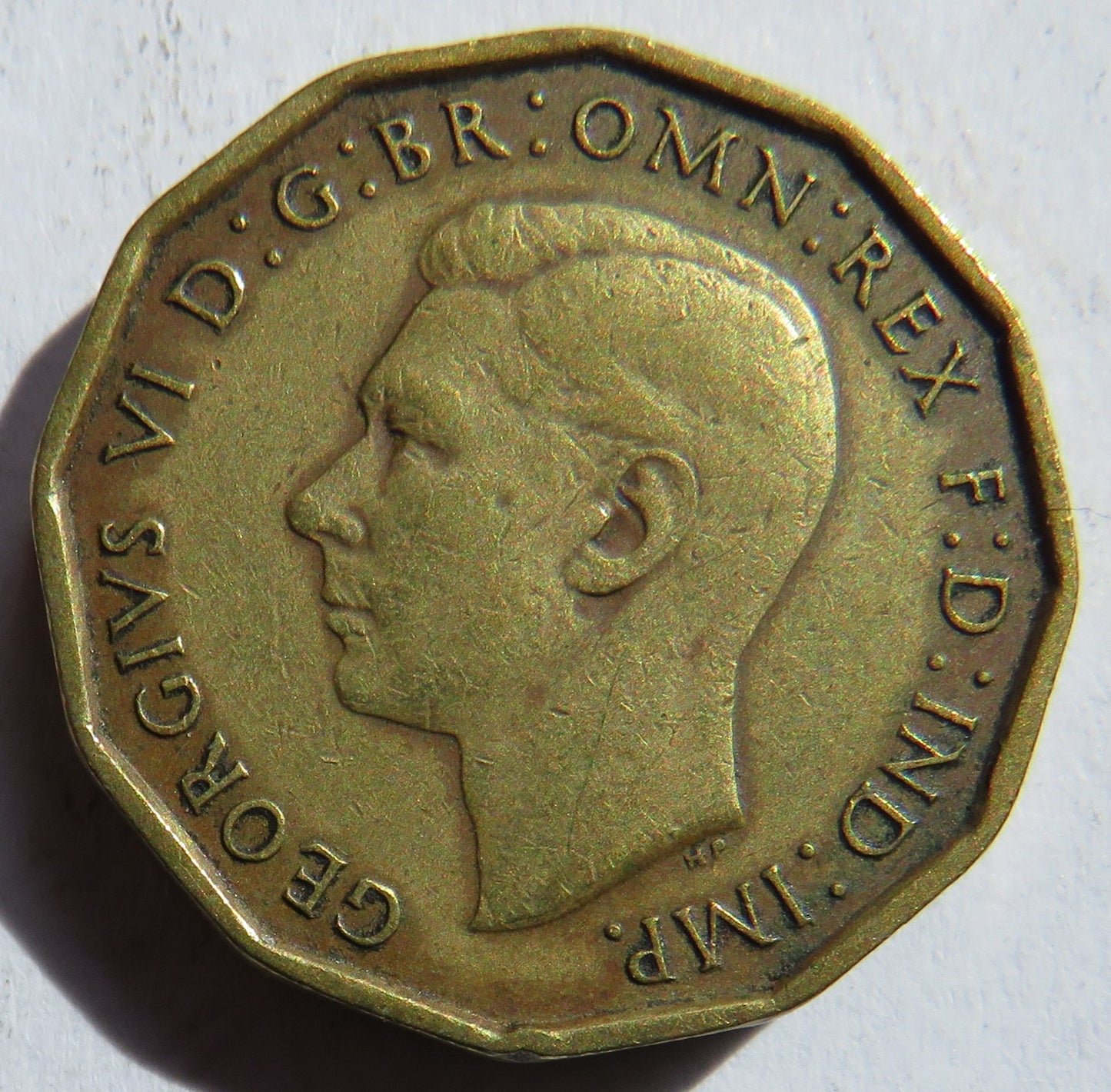 1946 King George VI Brass Threepence Coin Scarce Date