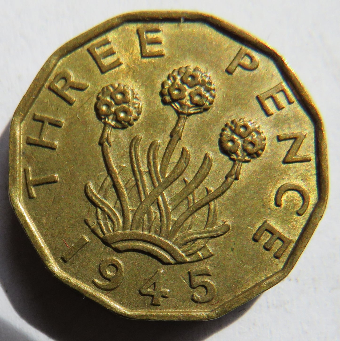 1945 King George VI Brass Threepence Coin In Better Grade
