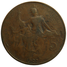 Load image into Gallery viewer, 1907 France 5 Centimes Coin
