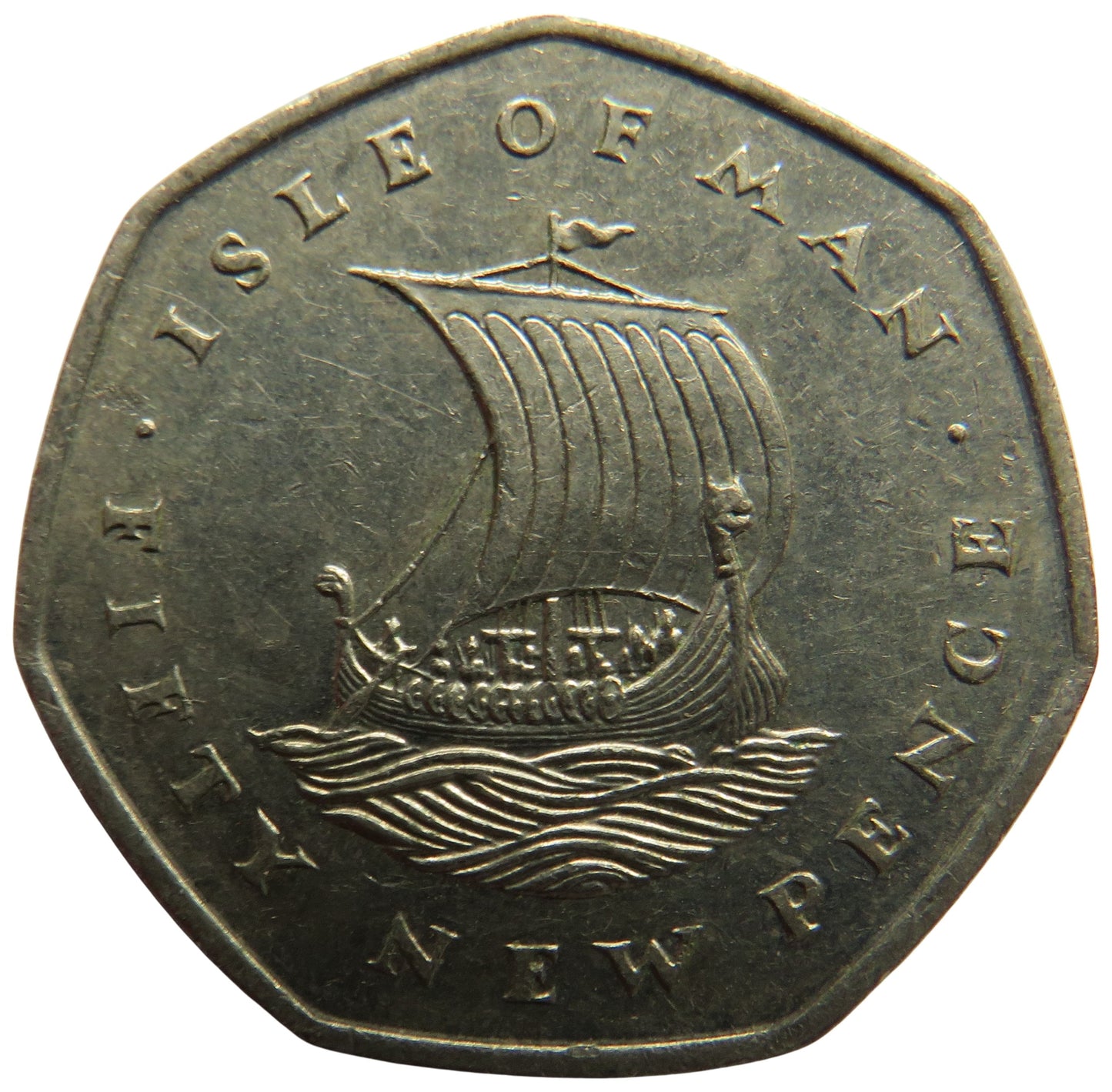 1975 Isle of Man 50p Fifty Pence Coin Viking Longboat