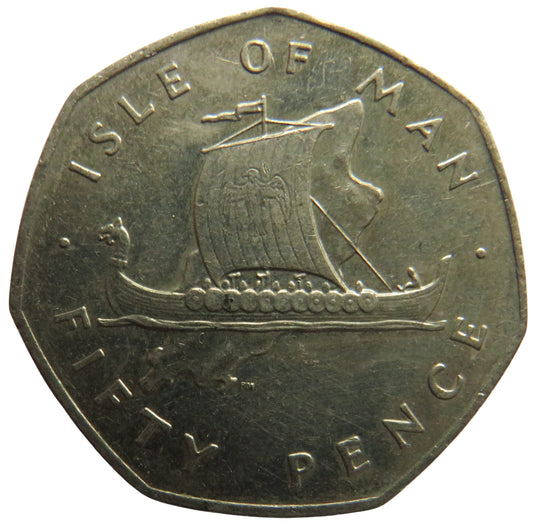 1978 Isle of Man 50p Fifty Pence Coin Viking Longboat