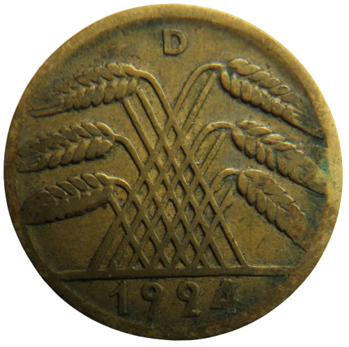 1924-D Germany - Weimar Republic 10 Rentenpfennig Coin