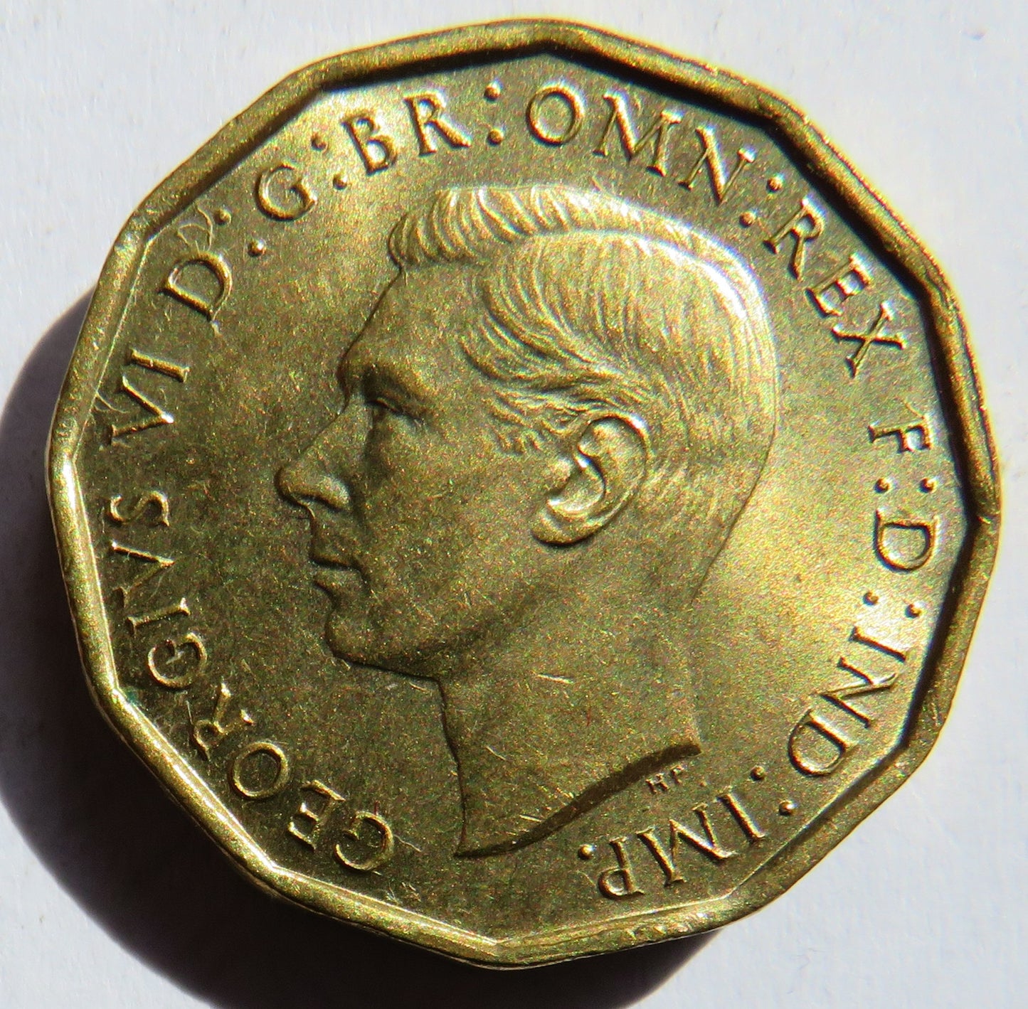 1942 King George VI Brass Threepence Coin In High Grade
