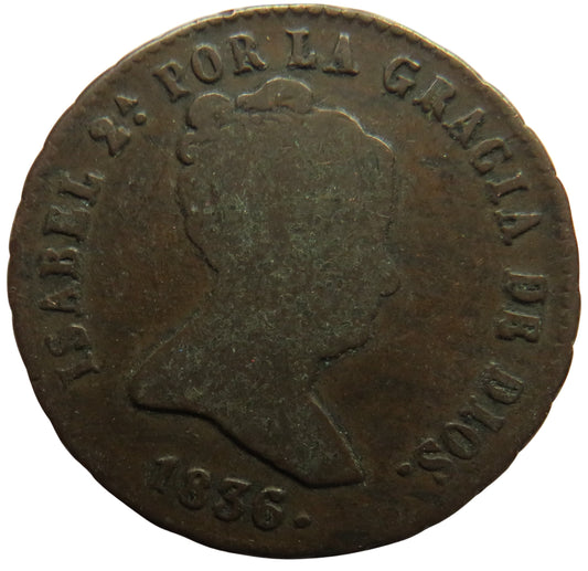 1836 Spain 8 Maravedis Coin