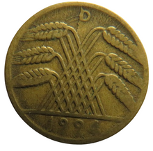 Load image into Gallery viewer, 1924-D Germany - Weimar Republic 10 Rentenpfennig Coin
