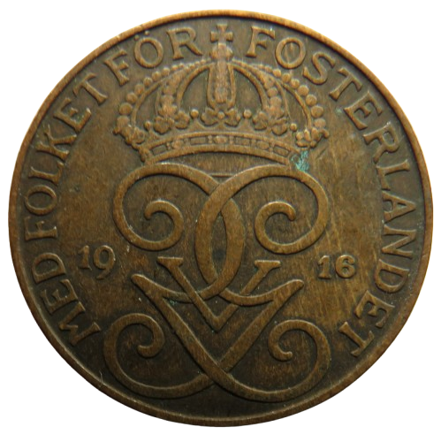 1916 Sweden 5 Öre / Ore Coin