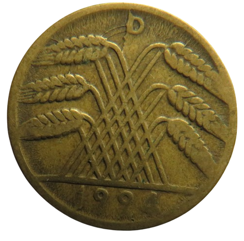 1924-D Germany - Weimar Republic 10 Rentenpfennig Coin