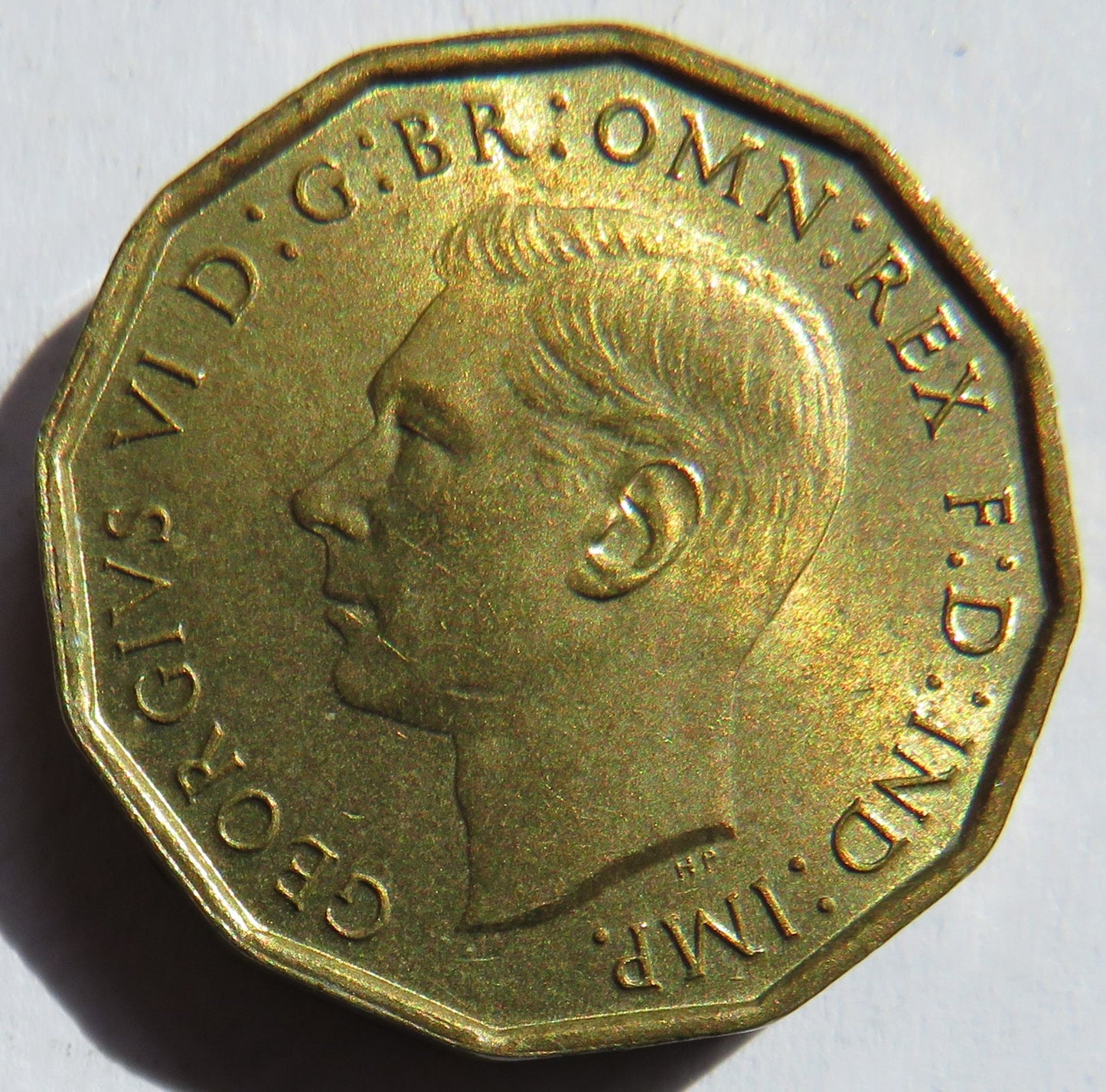 1941 King George VI Brass Threepence Coin In High Grade