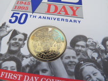 Load image into Gallery viewer, 1995 Isle of Man £2 Two Pound Coin &amp; Stamp Cover VE Day
