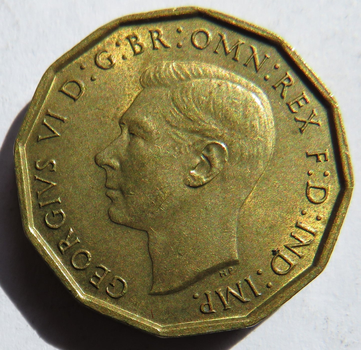 1939 King George VI Brass Threepence Coin In Better Grade