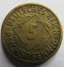 Load image into Gallery viewer, 1925-F Germany Weimar Republic 5 Reichspfennig Coin
