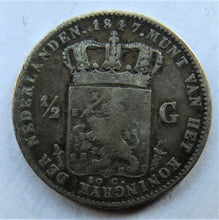 Load image into Gallery viewer, 1847 Netherlands Silver 1/2 Half Gulden Coin Scarce
