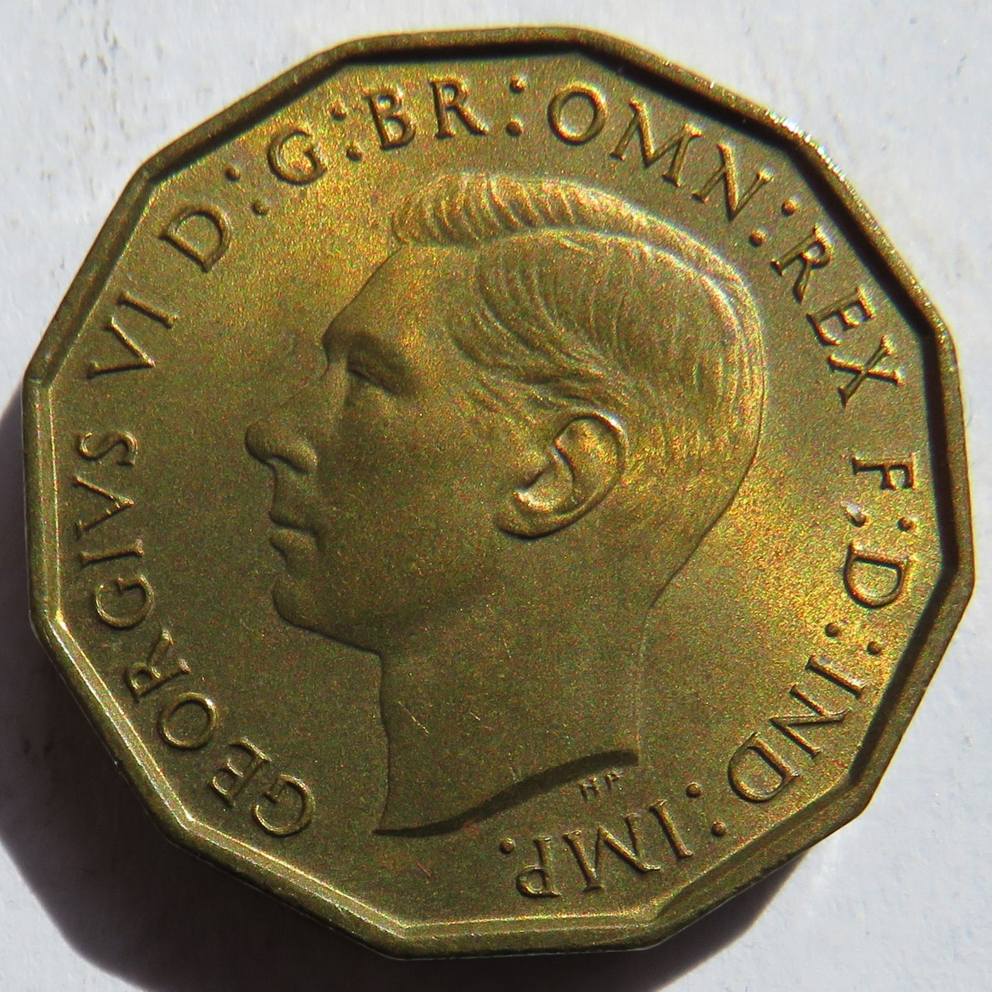 1938 King George VI Brass Threepence Coin In High Grade