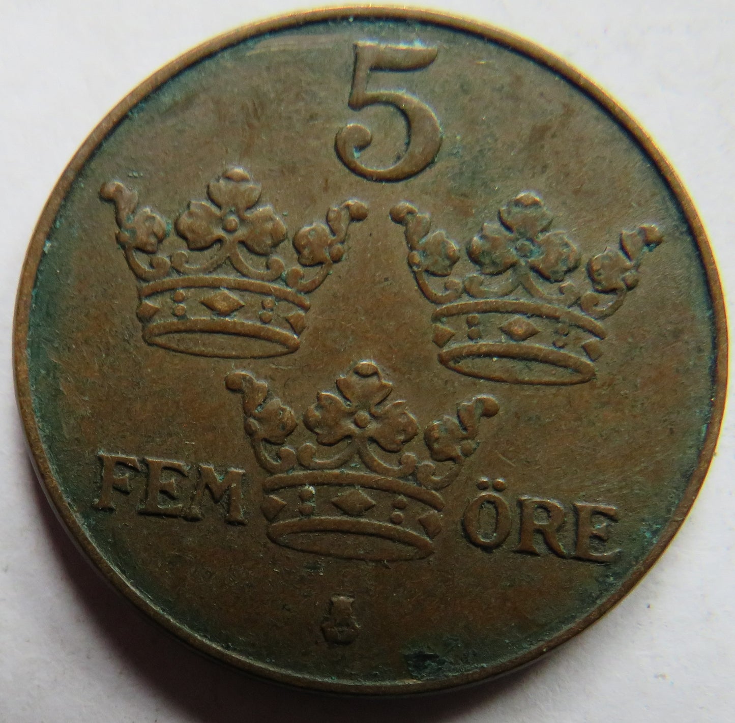 1932 Sweden 5 Öre / Ore Coin