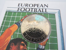 Load image into Gallery viewer, 1996 Guernsey £5 Coin &amp; Stamp Cover European Football
