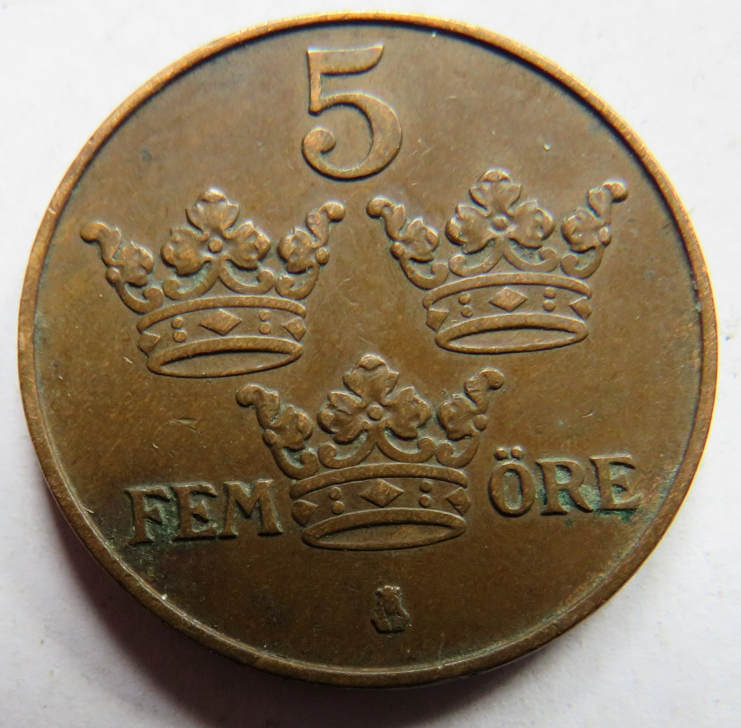 1916 Sweden 5 Öre / Ore Coin