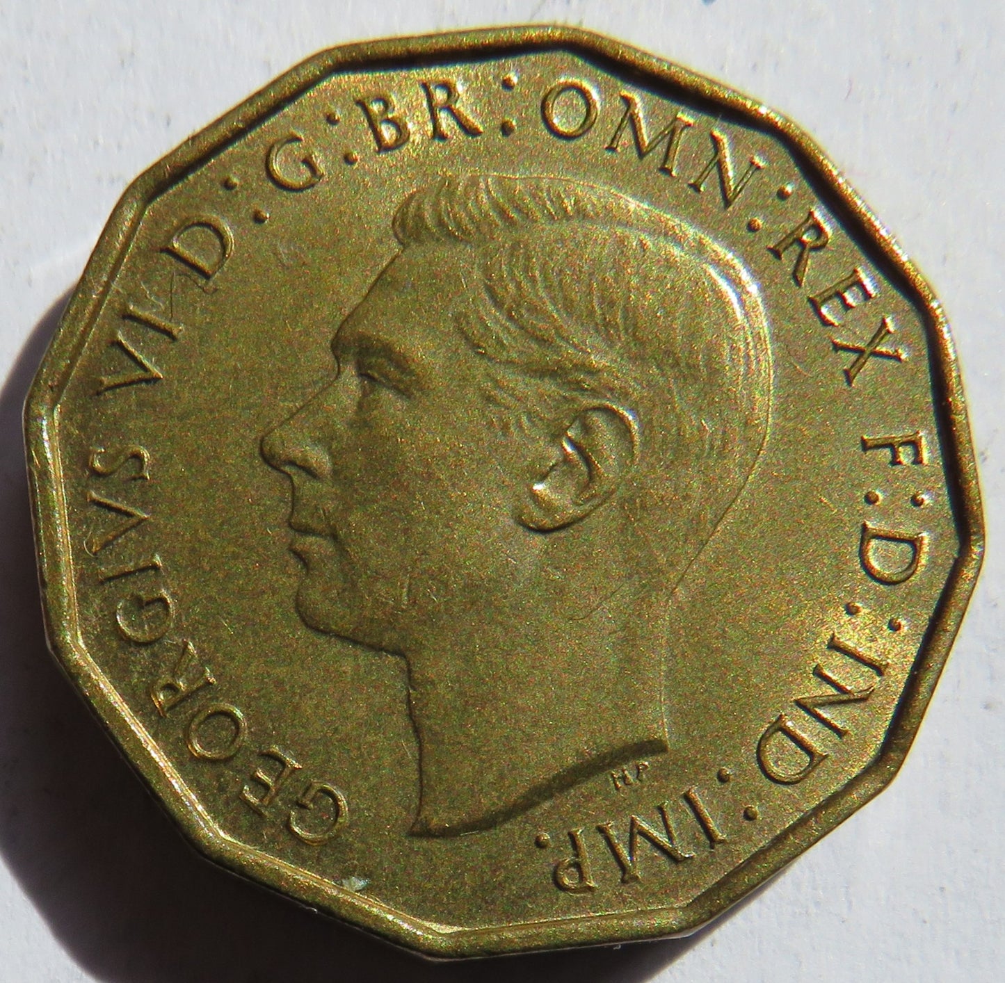 1937 King George VI Brass Threepence Coin In High Grade