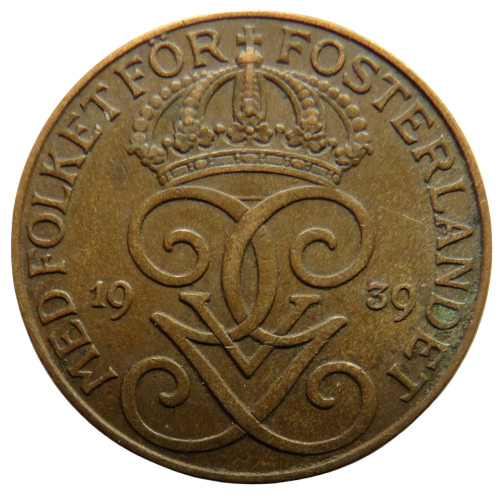 1939 Sweden 5 Öre / Ore Coin