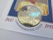 Load image into Gallery viewer, 1995 Guernsey £5 Coin &amp; Stamp Cover Queen Mother 95th Birthday
