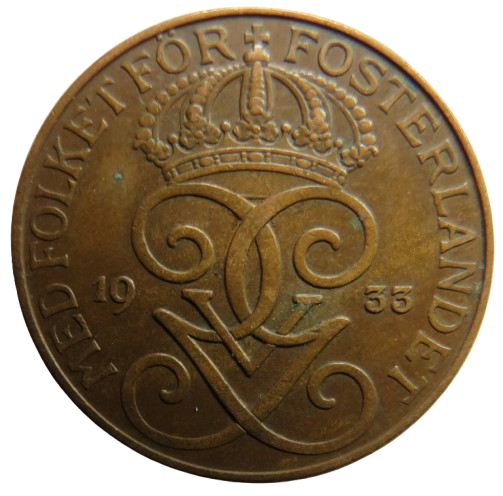 1933 Sweden 5 Öre / Ore Coin