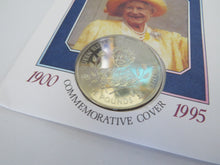 Load image into Gallery viewer, 1995 Guernsey £5 Coin &amp; Stamp Cover Queen Mother 95th Birthday
