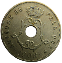 Load image into Gallery viewer, 1908 Belgium 25 Centimes Coin
