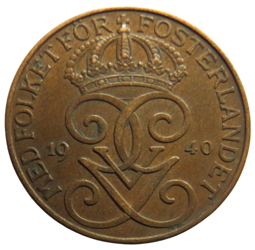 1940 Sweden 5 Öre / Ore Coin