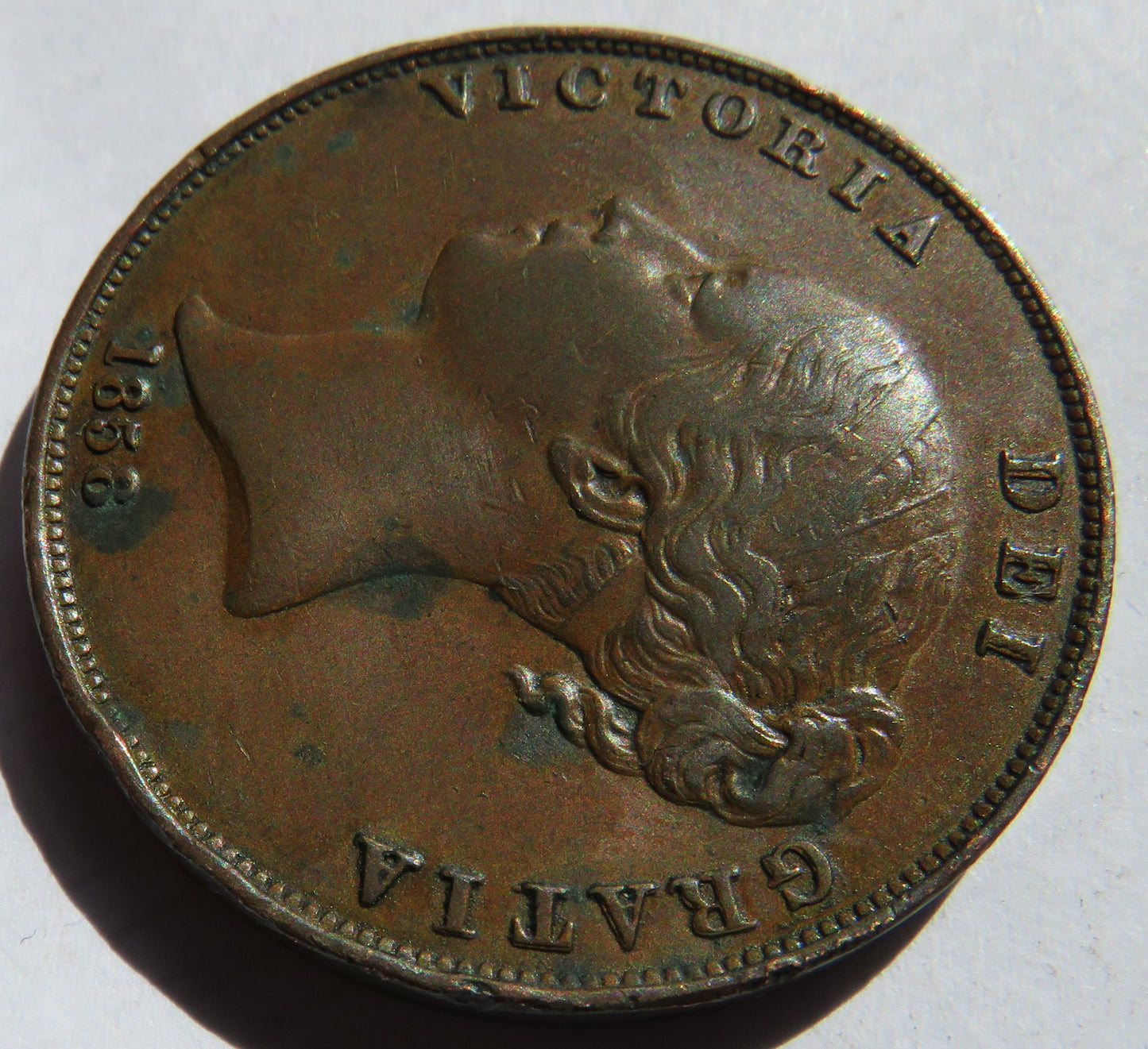 1858 Queen Victorian Young Head One Penny Coin - Great Britain