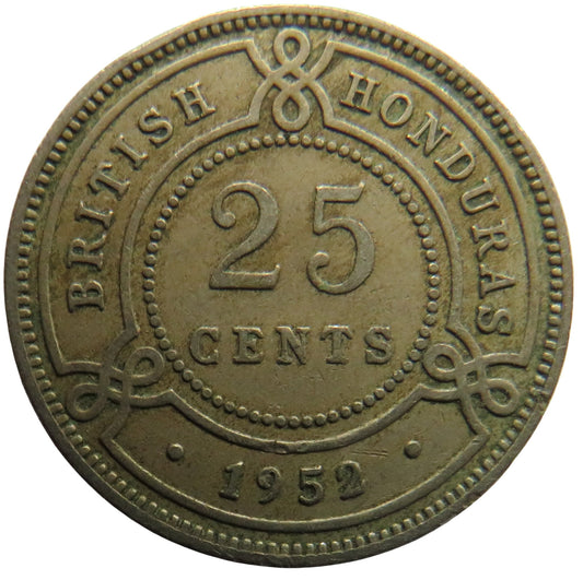 1952 King George VI British Honduras 25 Cents Coin