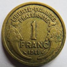 Load image into Gallery viewer, 1941 France One Franc Coin
