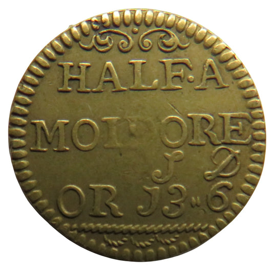 Antique Half A Moidore Brass Coin Weight