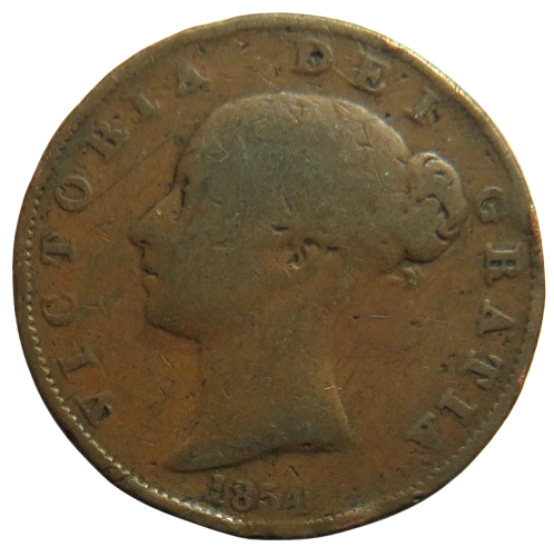 1854 Queen Victoria Halfpenny Coin - Great Britain