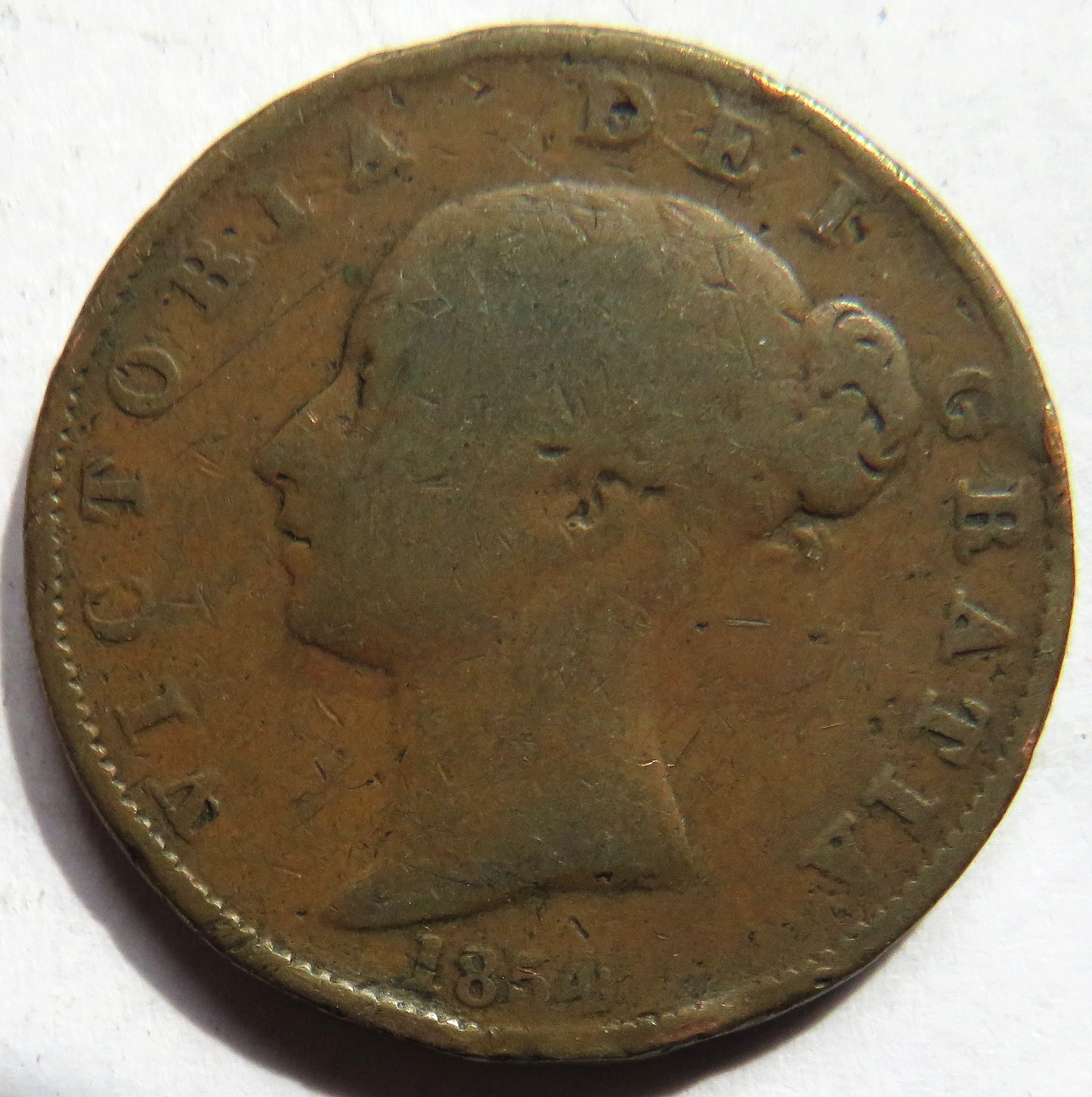 1854 Queen Victoria Halfpenny Coin - Great Britain