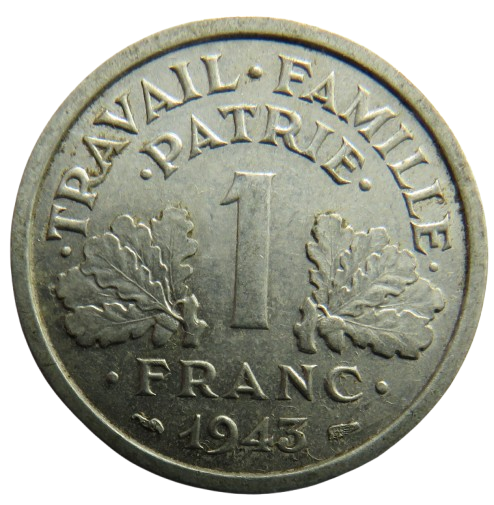 1943 France One Franc Coin