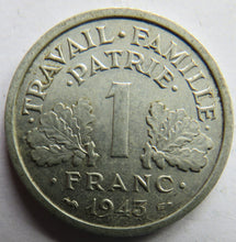 Load image into Gallery viewer, 1943 France One Franc Coin
