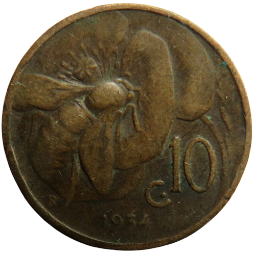 1934 Italy 10 Centesimi Coin