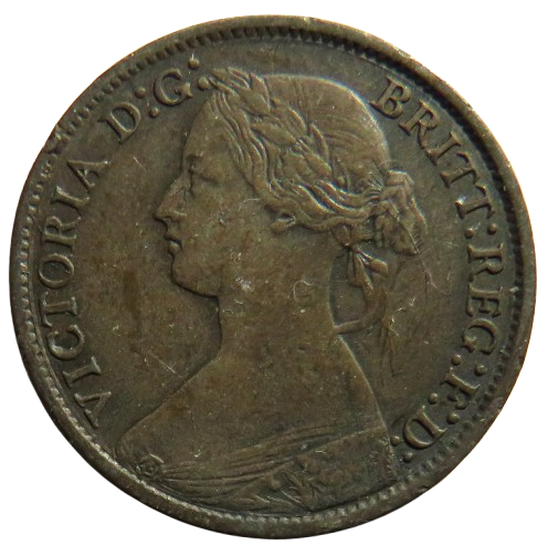 1864 Queen Victoria Bun Head Farthing Coin - Great Britain