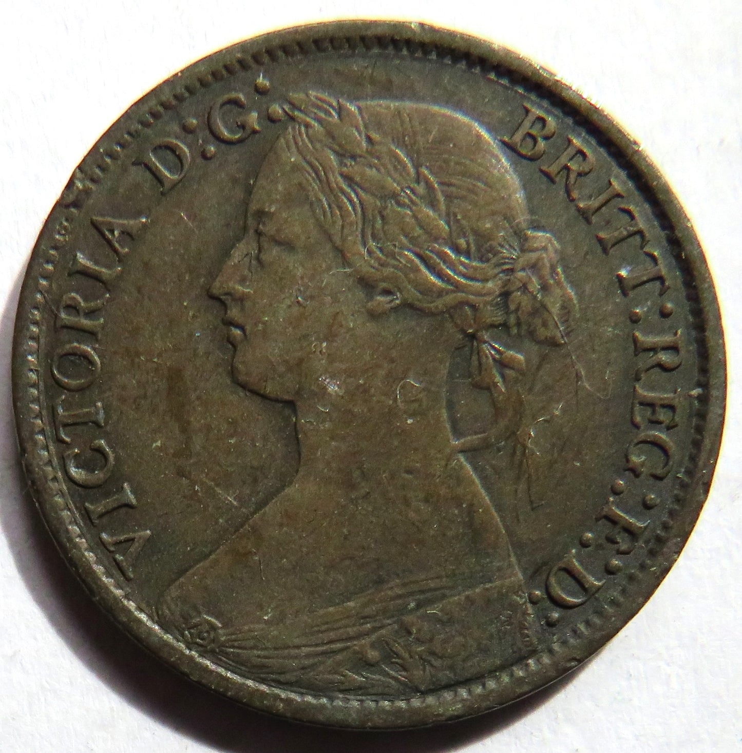 1864 Queen Victoria Bun Head Farthing Coin - Great Britain