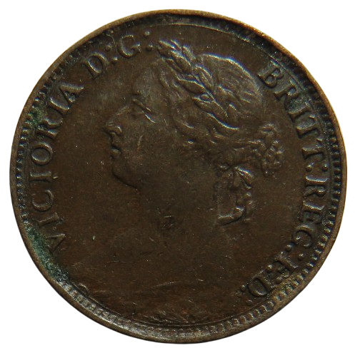 1887 Queen Victoria Bun Head Farthing Coin - Great Britain
