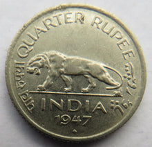 Load image into Gallery viewer, 1947 King George VI India 1/4 Rupee Coin
