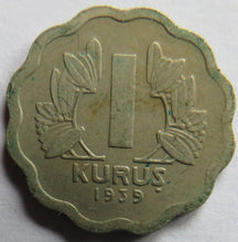 Load image into Gallery viewer, 1939 Turkey One Kurus Coin
