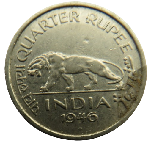 1946 King George VI India 1/4 Rupee Coin