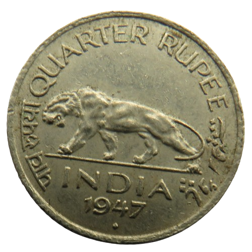 1947 King George VI India 1/4 Rupee Coin