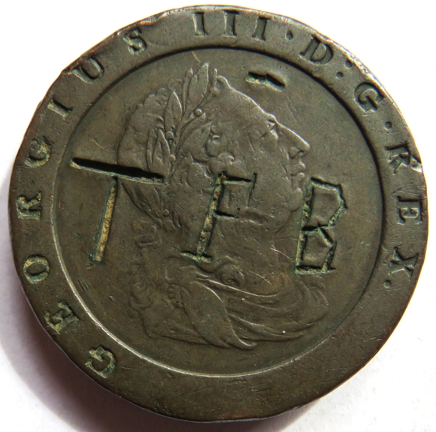 1797 King George III Cartwheel Twopence Coin Graffitied - Great Britain